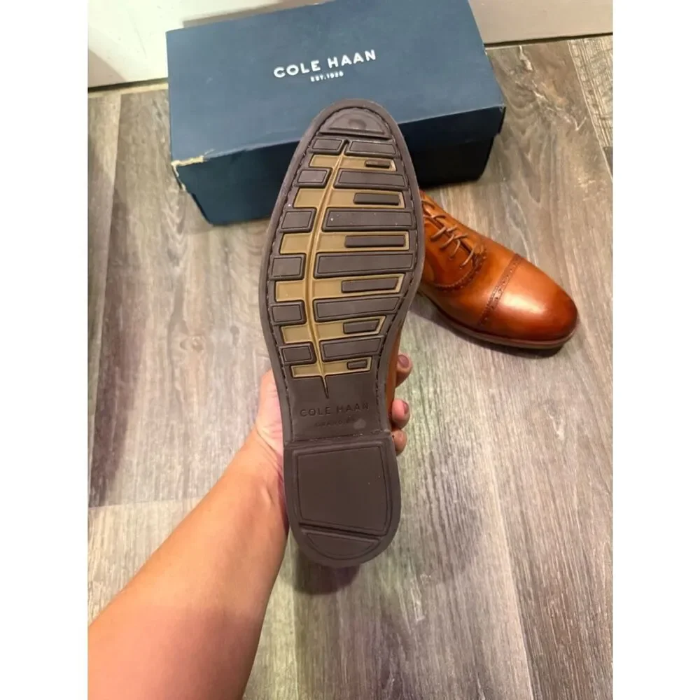 Cole haan Mens Harmon grand cap Oxford in British tan • 8.5